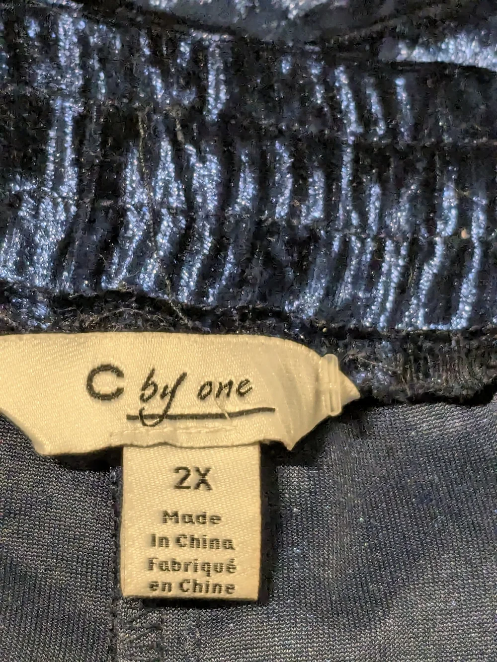 C by One Shimmery Navy Crushed Velvet Pull-On Pants - Picture 15 of 16